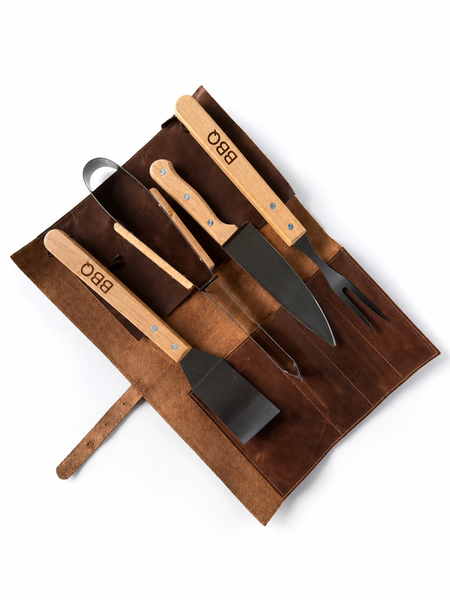ESTUCHE CUERO CON SET PARRILLERO - CORPORATIVO