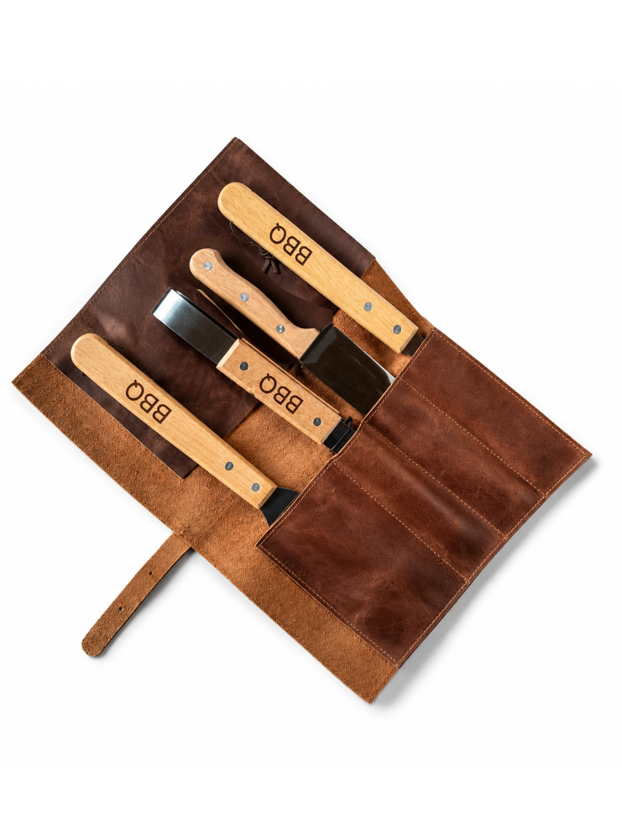 ESTUCHE CUERO CON SET PARRILLERO - CORPORATIVO