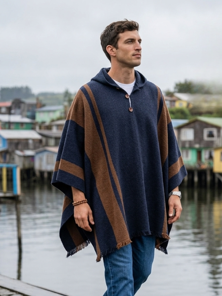 PONCHO ALPACA JEANS-CAFÉ