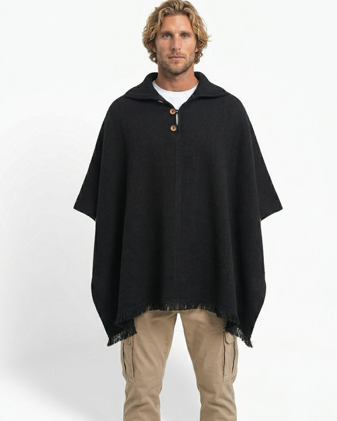 PONCHO DE ALPACA HOMBRE CASTILLA NEGRO