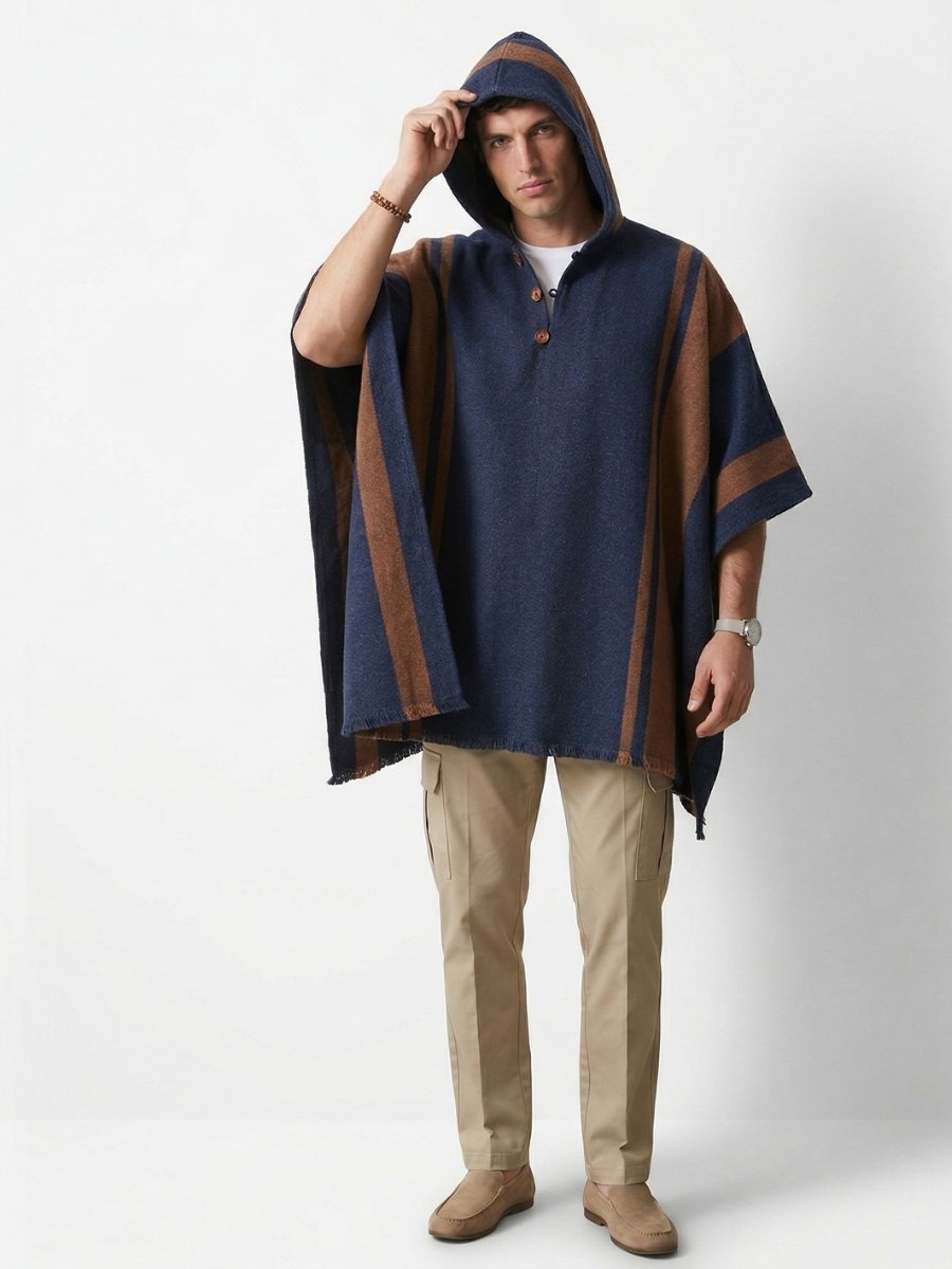PONCHO ALPACA JEANS-CAFÉ
