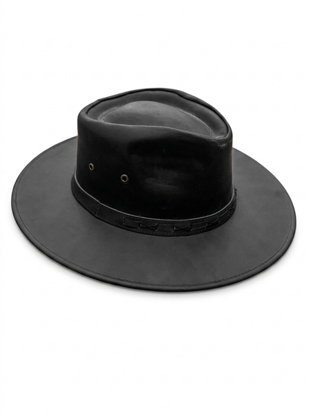 SOMBRERO DE CUERO NEGRO
