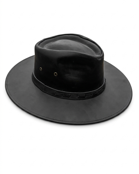 SOMBRERO DE CUERO NEGRO