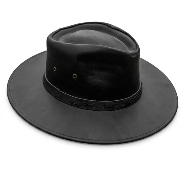 SOMBRERO DE CUERO NEGRO