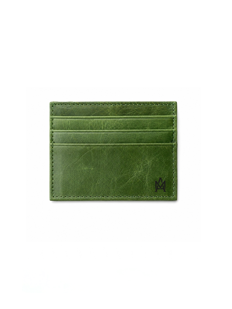 TARJETERO DE CUERO SIMPLE VERDE